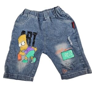 MS & WZ‎ Kids Bart Simpson Spray Painting Denim Jean Shorts Size 5 Boys N24